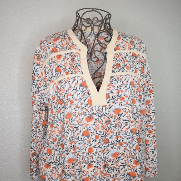 2/$40 Lucky Brand Floral Printed Peasant Knit Top - Picture 3 of 12